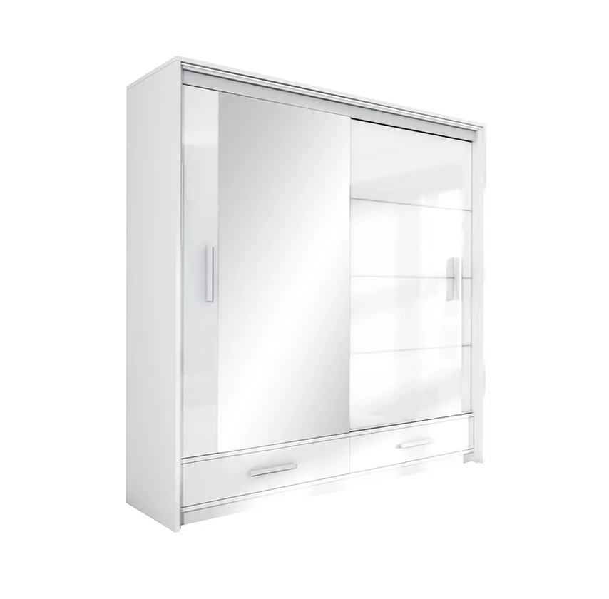 Šatní skříň Marsylia lesk 208 cm | bílý lesk