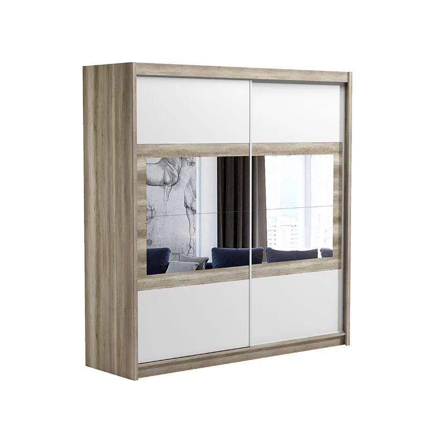 Šatní skříň Salwador 203 cm – dub canyon/bílé zrcadlo