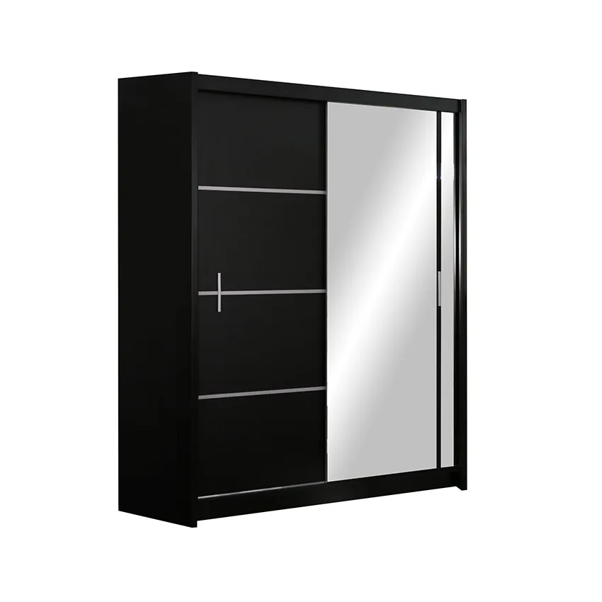 Šatní skříň Vista 150 cm – černá, posuvné dveře