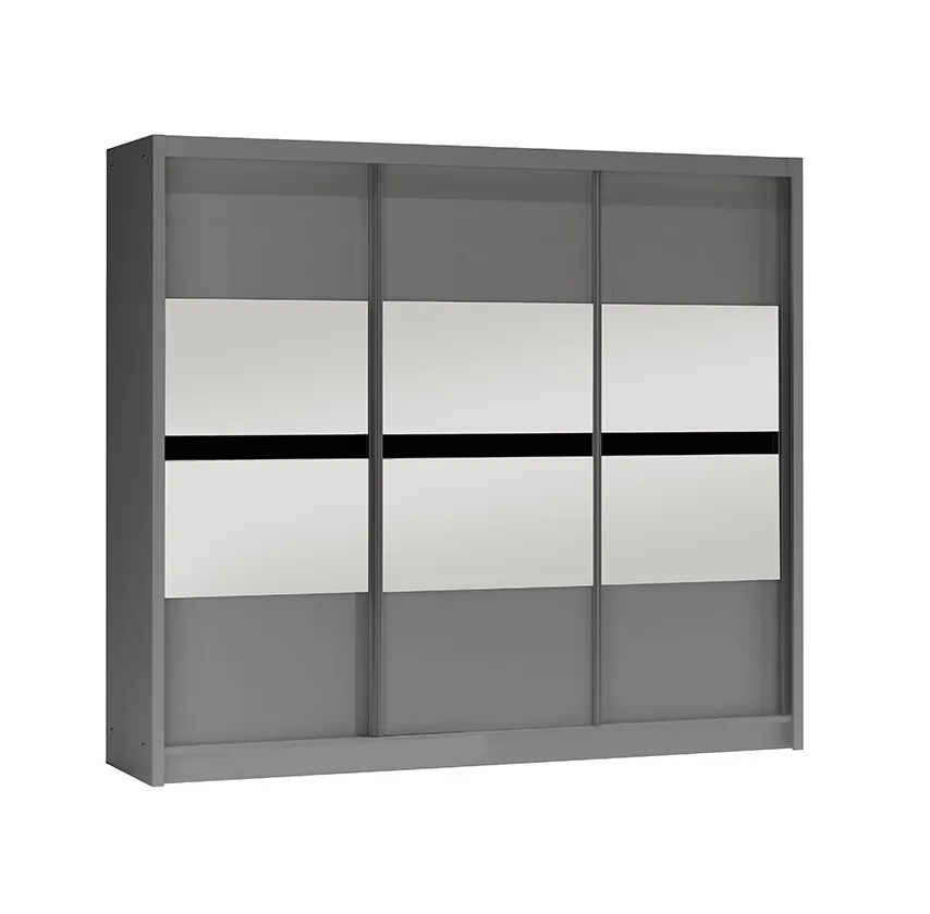 Šatní skříň Batumi 250 cm grafit s zrcadlem