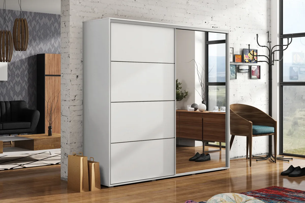Šatní skříň Ska A12 175 cm bílá – posuvná