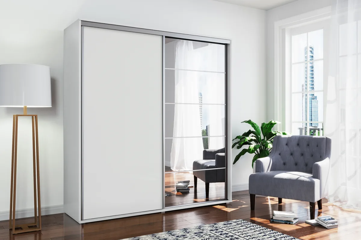 Šatní skříň Ska A21 150 cm – bílá posuvná