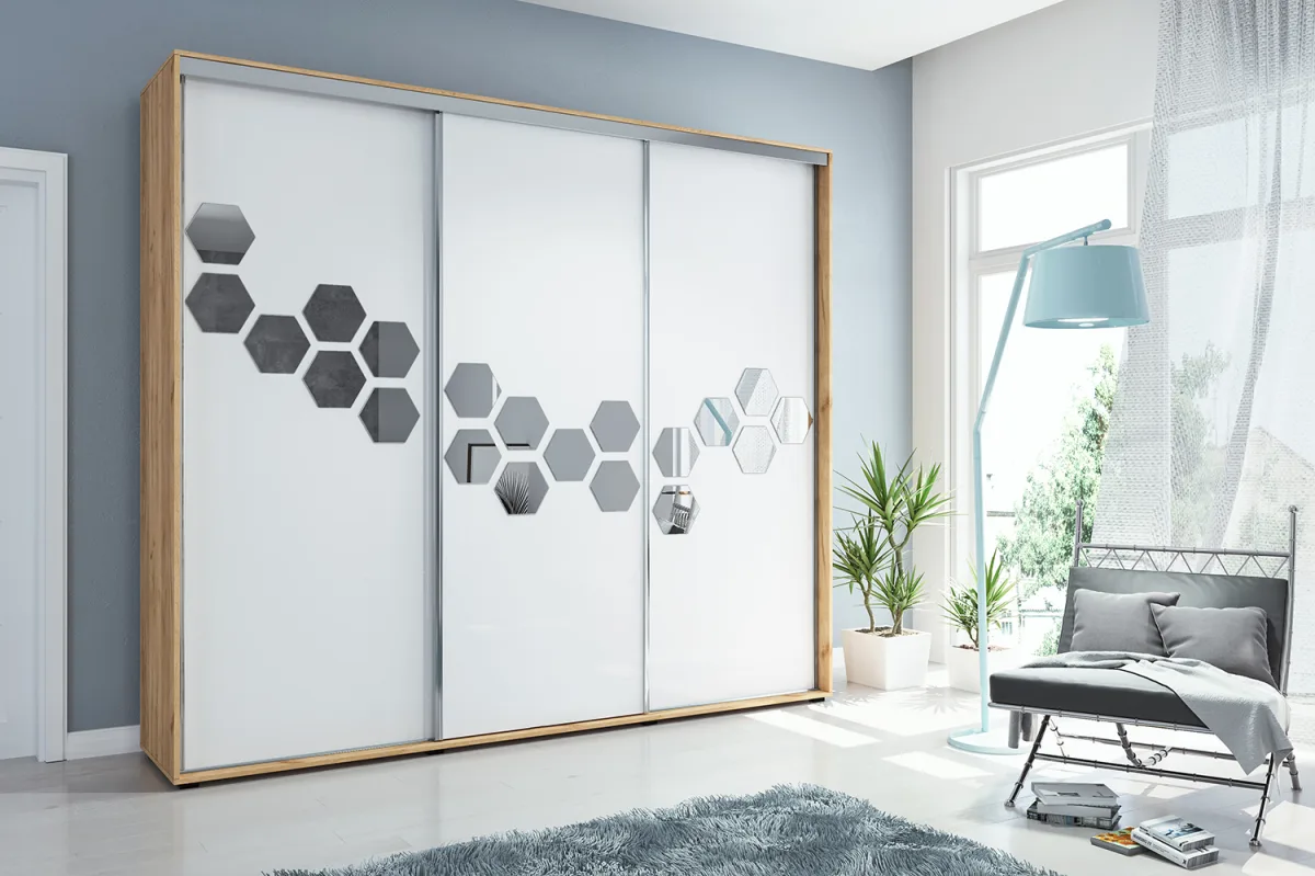 Šatní skříň Ska A23 XL 278 cm – Dub craft zlatý