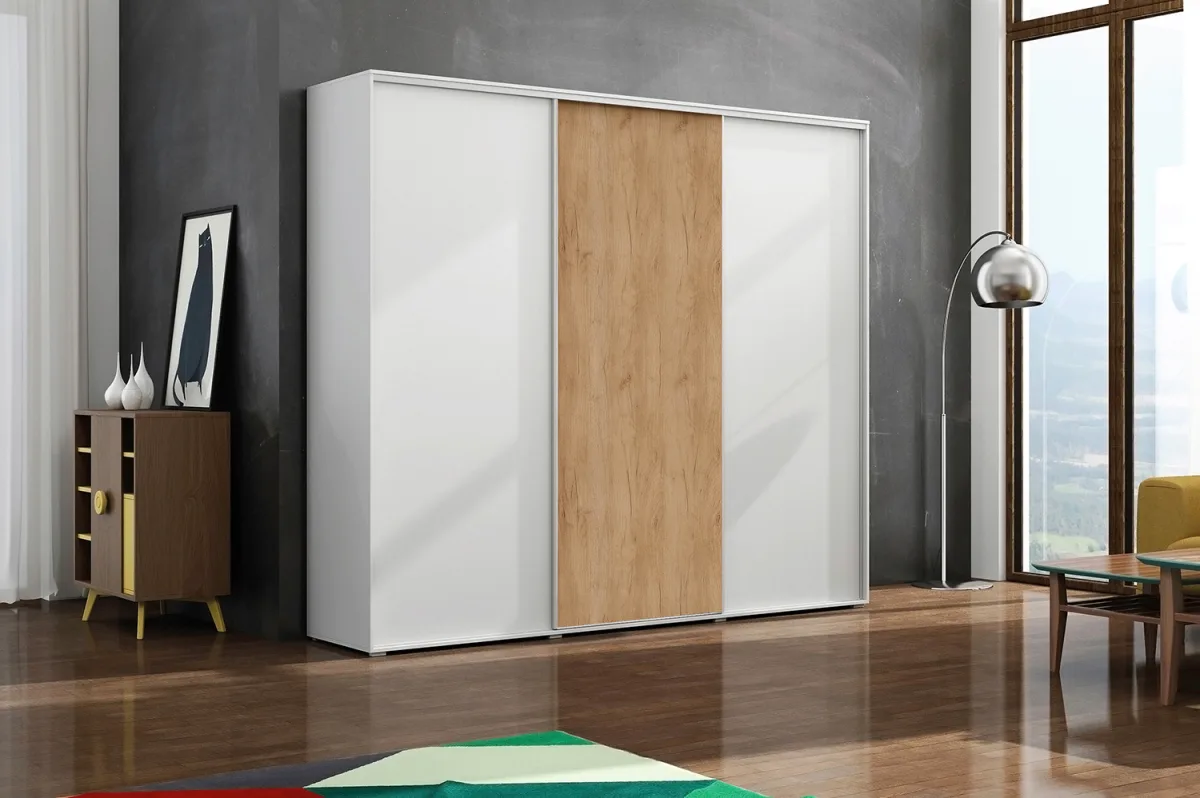 Šatní skříň Ska A24 XL 278 cm – dub craft zlatý/bílá