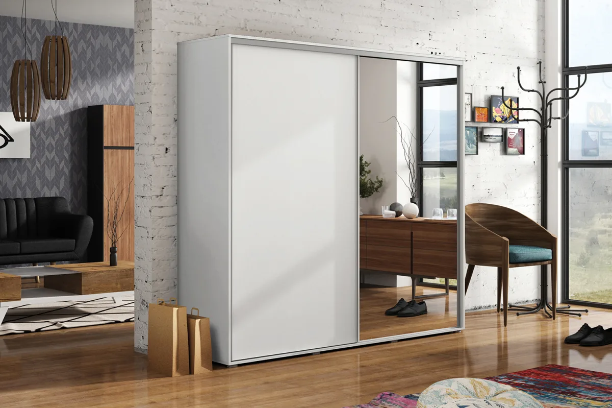 Šatní skříň Ska A20 XL Barva korpusu: Grafit, Rozměry: 175 cm, Dveře: Dub - Craft zlatý