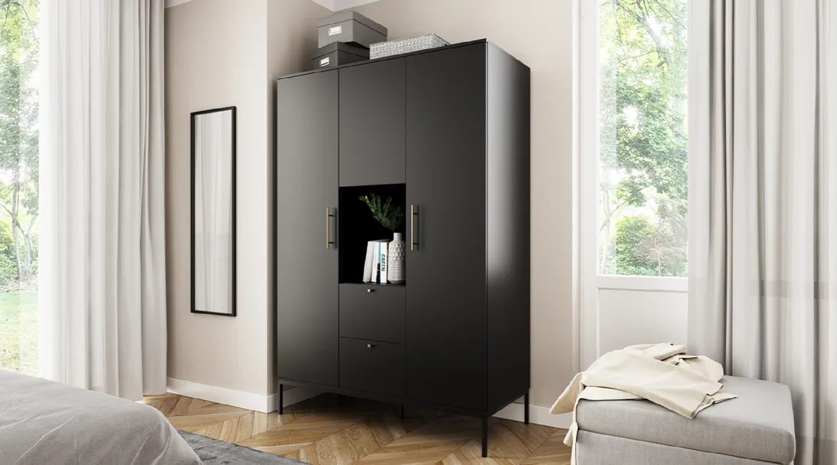 Šatní skříň Lanzzi 135 černá – moderní a elegantní