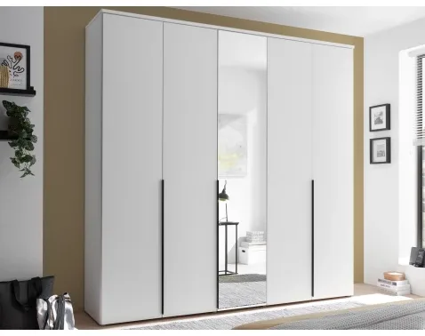 Šatní skříň Kevo 225 cm bílá se zrcadlem