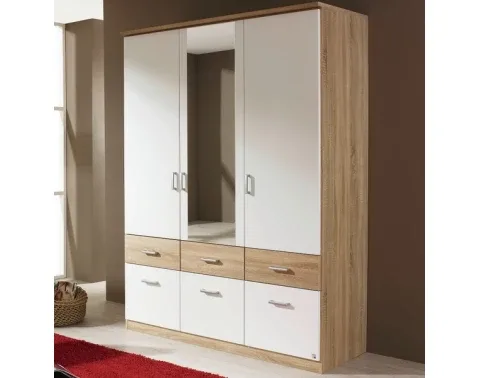 Šatní skříň Bremen 136 cm, dub sonoma/bílá