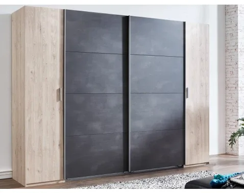 Šatní skříň Lotto 270 cm – dub hickory/antracit