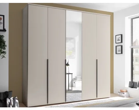 Šatní skříň Kevo 225 cm se zrcadlem – béžová kašmír
