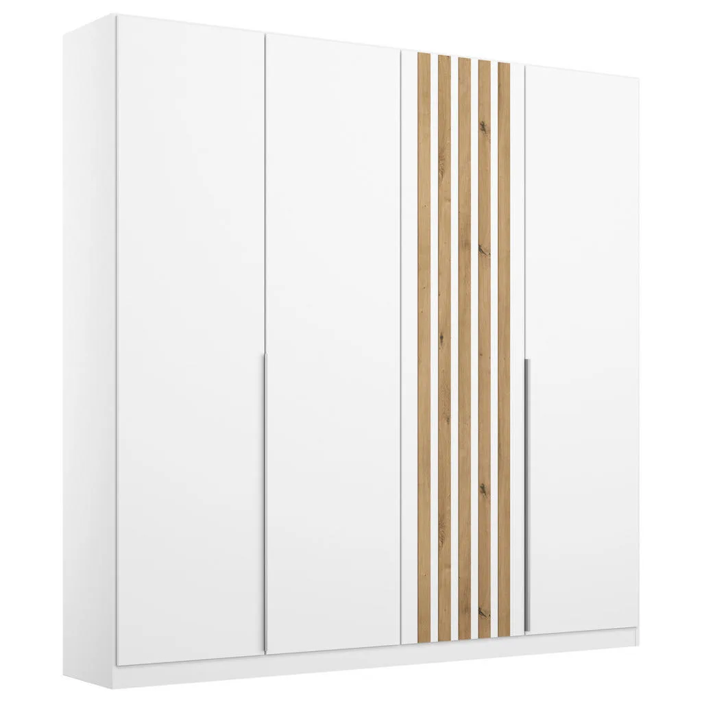 Šatní skříň 4-dvéřová 181×210×54 cm – bílá/dub
