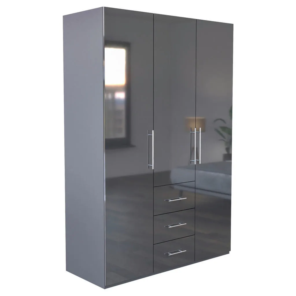Carryhome šatní skříň antracit vysoký lesk 147×219×59 cm