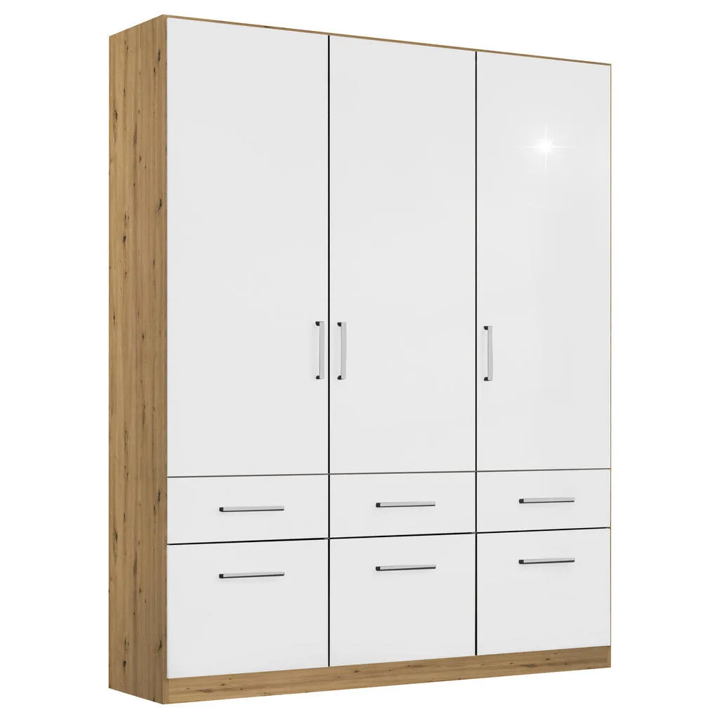 Šatní skříň s otočnými dveřmi 136 cm – dub artisan/bílá