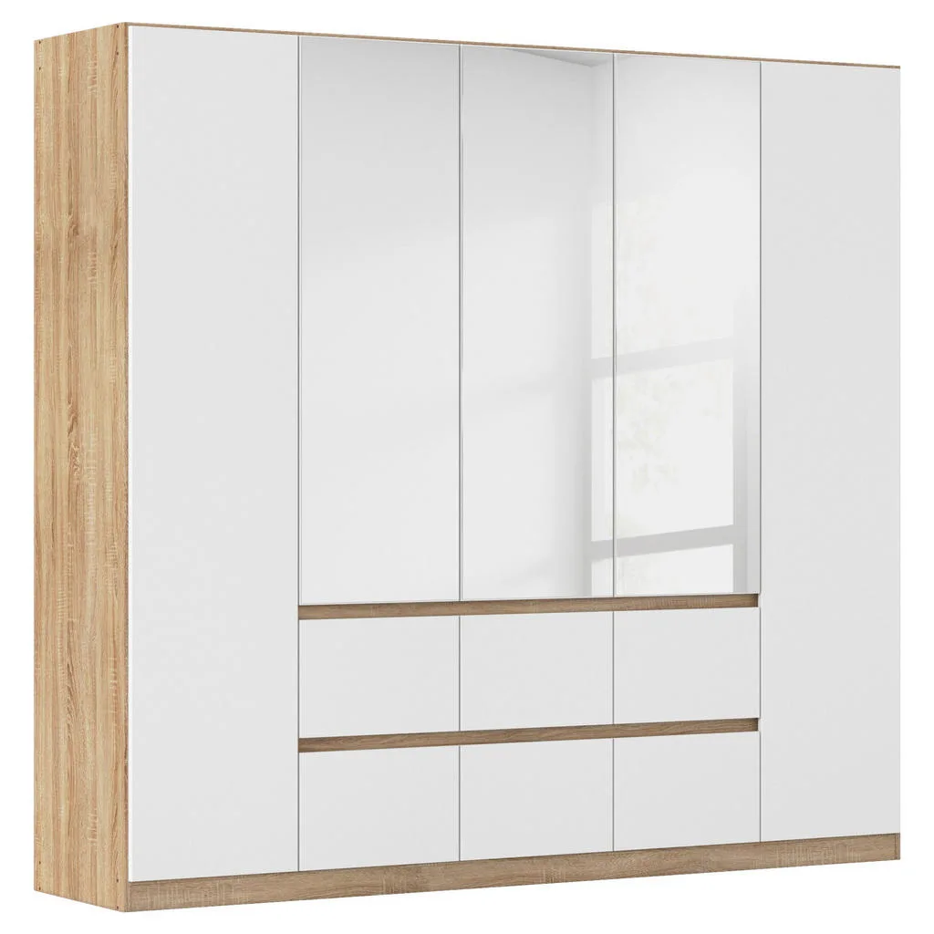 Rauch Möbel šatní skříň 226 cm bílá/dub, otočné dveře