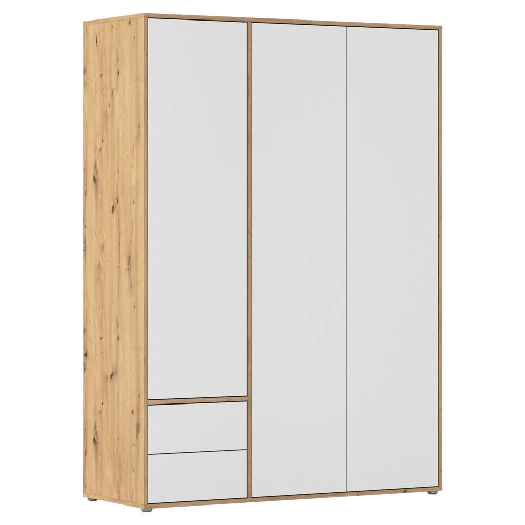 Rauch šatní skříň 140 cm s otočnými dveřmi, bílá/dub