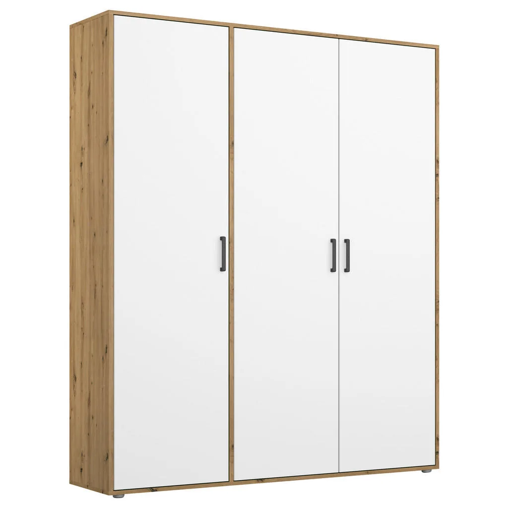Šatní skříň 140 cm bílá/dub artisan – otočné dveře