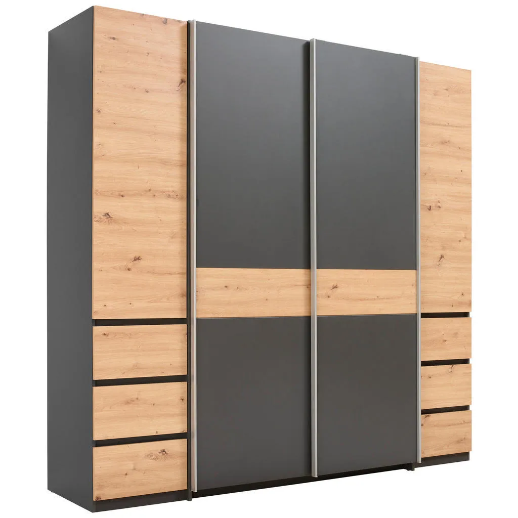 Carryhome šatní skříň 215×211×60 cm – grafit/dub artisan