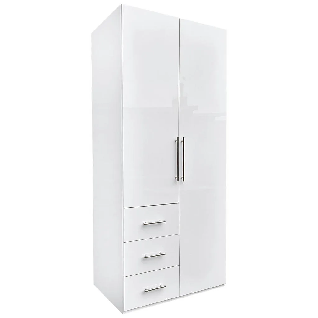 Carryhome šatní skříň 98×219×59 cm – bílý vysoký lesk