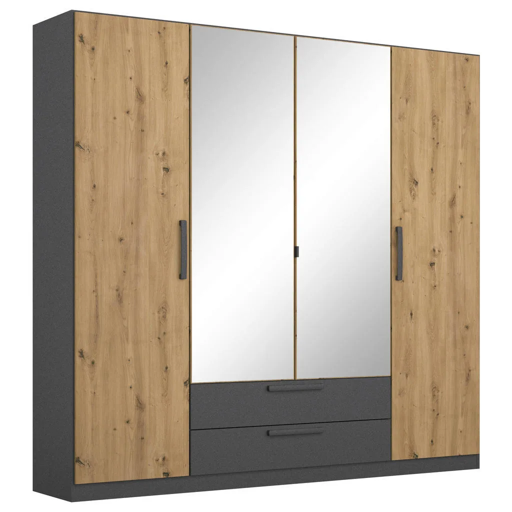 Rauch Möbel šatní skříň s otočnými dveřmi 181 cm – šedá/dub