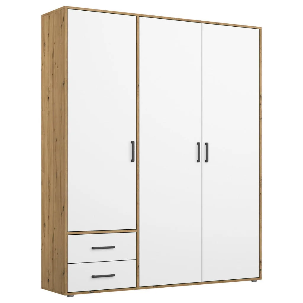 Rauch šatní skříň 140 cm - bílá/dub artisan, otočné
