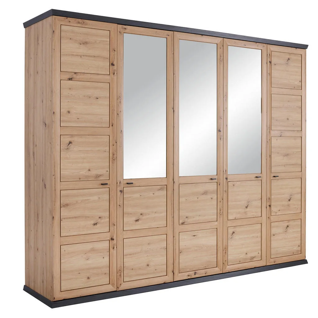 Hom`in šatní skříň se zrcadlem 255×209 cm, tmavě šedá
