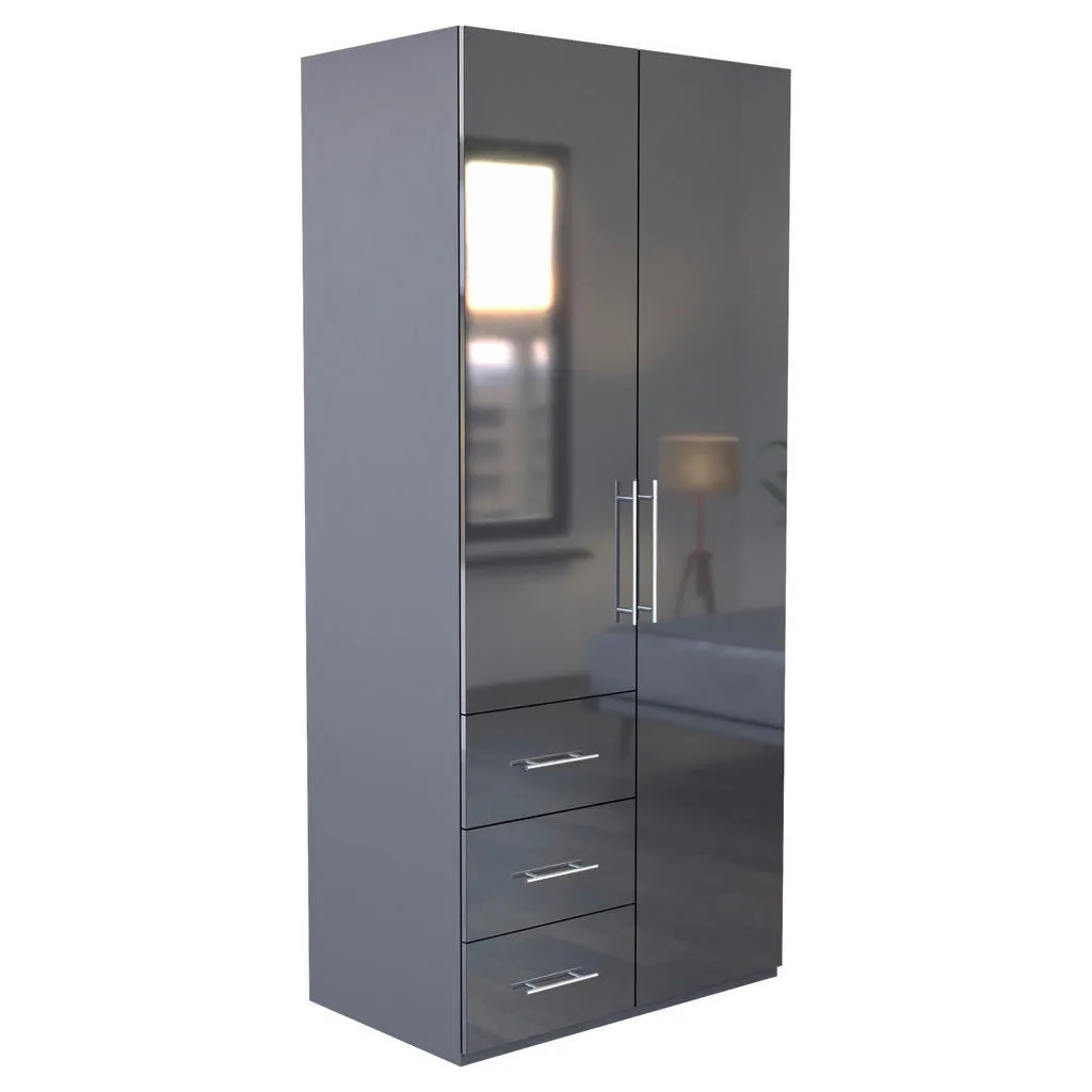 Carryhome šatní skříň antracit vysoký lesk 98×219×59 cm