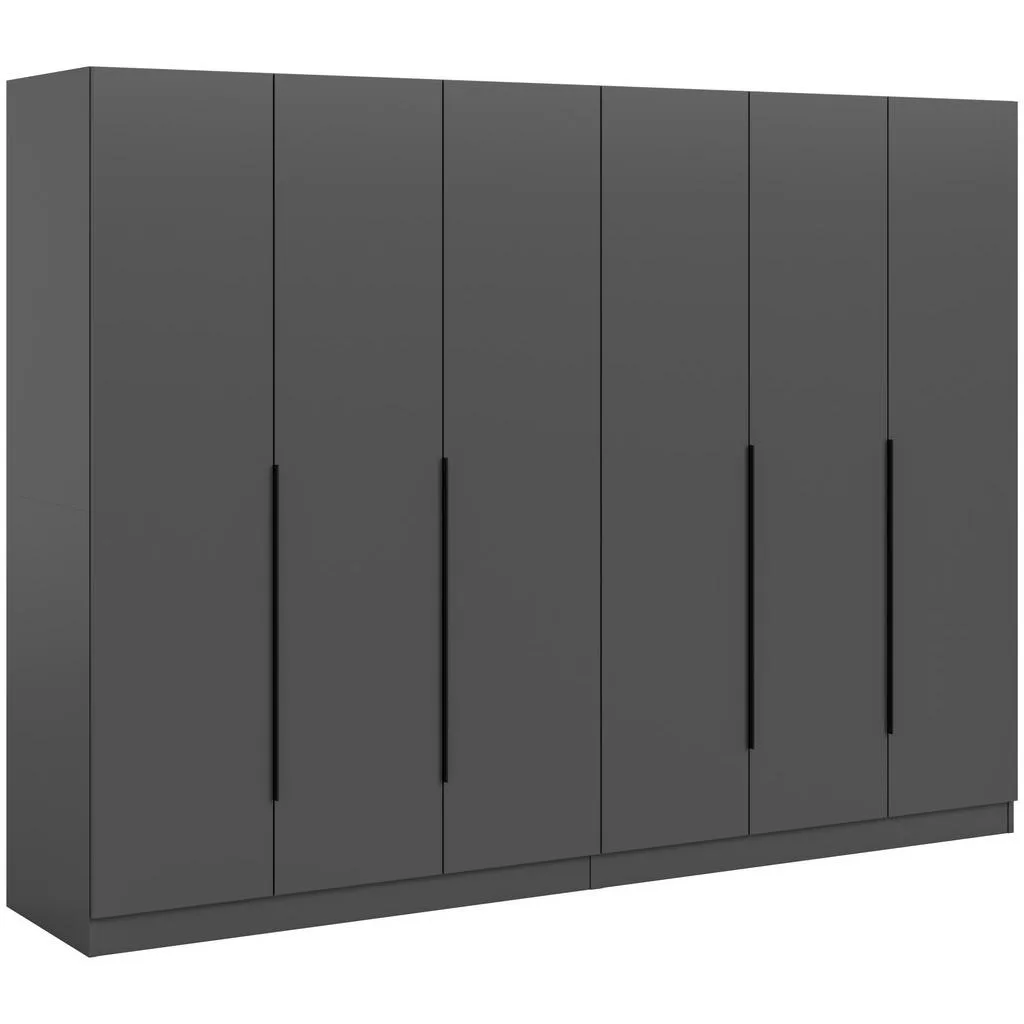 Šatní skříň MID.YOU 240×181×52 cm antracit, 6 dveří