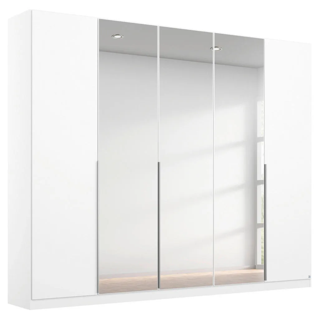 Šatní skříň s otočnými dveřmi 226 cm – stříbrná/bílá