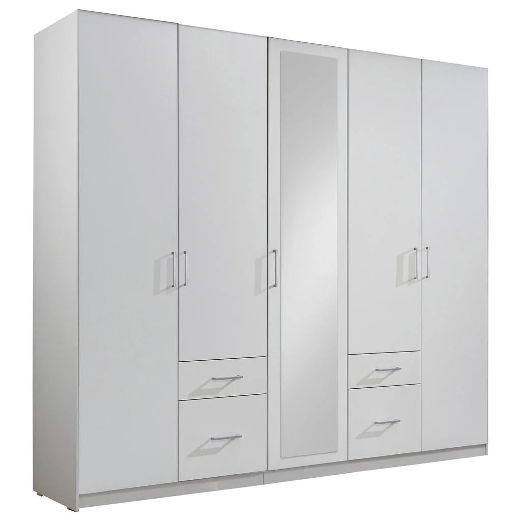 MID.YOU šatní skříň se zrcadlem 225 cm – bílá