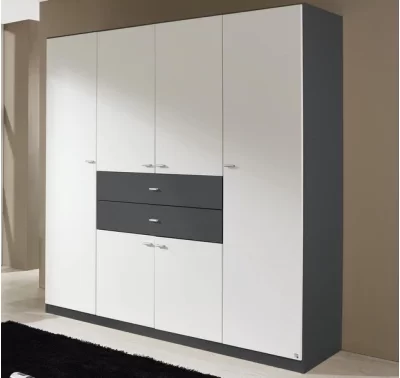 Šatní skříň Landsberg v šedé a bílé barvě