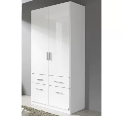 Bílá šatní skříň Celle AN925-3121 s lesklým povrchem