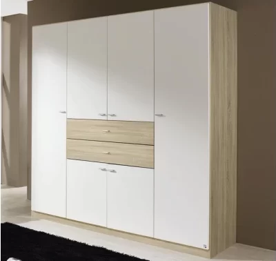 Šatní skříň Landsberg v dub sonoma a bílé barvě