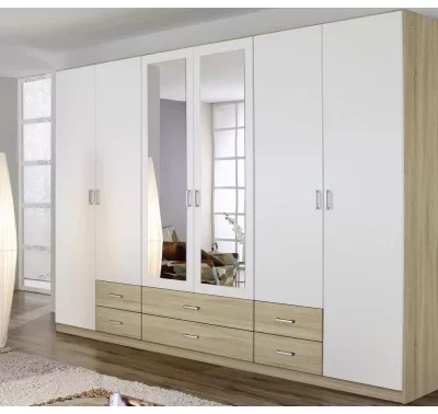 Šatní skříň Gamma v dub sonoma a bílé barvě