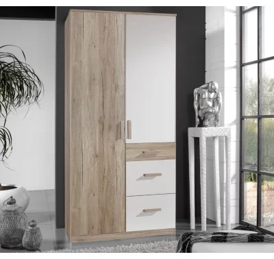 Šatní skříň Cariba, 90 cm, dub san remo/bílá