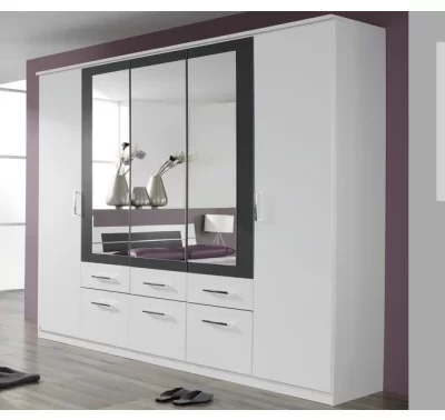 Šatní skříň Burano 225 cm bílá a šedá