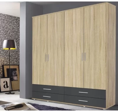 Šatní skříň Rasant Extra v dubu sonoma a šedé barvě