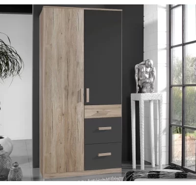 Šatní skříň Cariba 90 cm dub san remo a grafit
