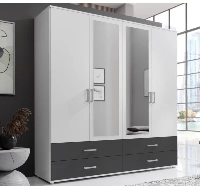 Šatní skříň Ivar v bílo-grafitovém provedení