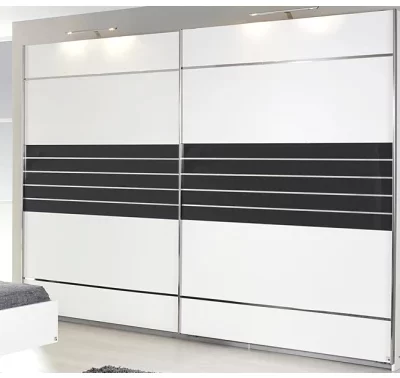 Šatní skříň Nienburg v bílé a tmavě šedé barvě