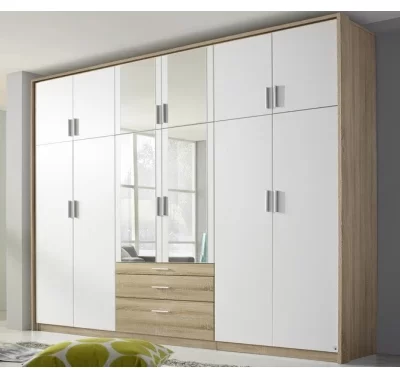 Šatní skříň Hildesheim, dub sonoma/bílá, 271 cm