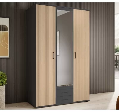 Šatní skříň Laurie 120 cm v grafitovém provedení s dubem