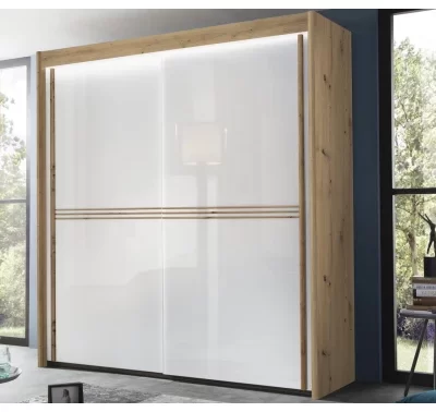 Šatní skříň Imperial s osvětlením a bílým sklem