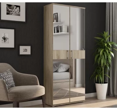 Víceúčelová skříň se zrcadlem v dekoru dub sonoma