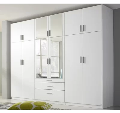 Šatní skříň Hildesheim, bílá barva, 271 cm šířka