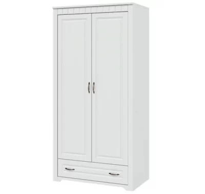 Bílá 2-dveřová šatní skříň Atik s dekorativními prvky