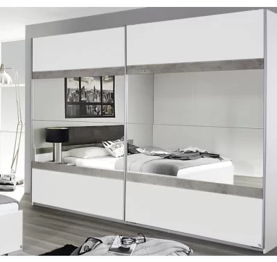 Šatní skříň Penzberg v bílé a betonové barvě