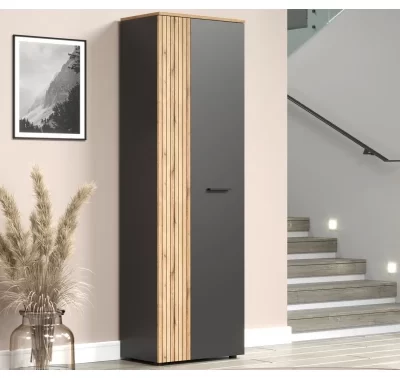 Předsíňová skříň Esteban v antracitově šedé a dubu