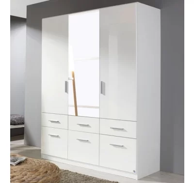 Bílá šatní skříň Celle AN925-2128 s minimalistickým designem