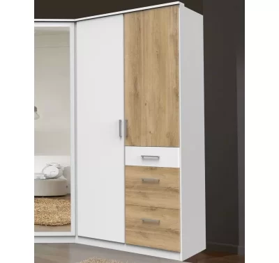 Šatní skříň bez zrcadla Click, bílá/prkenný dub