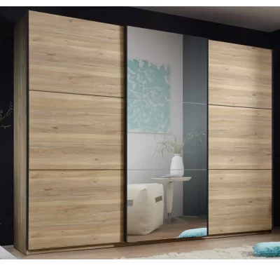 Šatní skříň se zrcadlem Bravo v dekoru dub mauvella